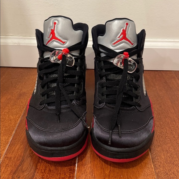 Nike Air Jordan 5 Retro "Satin Bred" in Black and University Red Size 11.5 - Picture 3 of 7